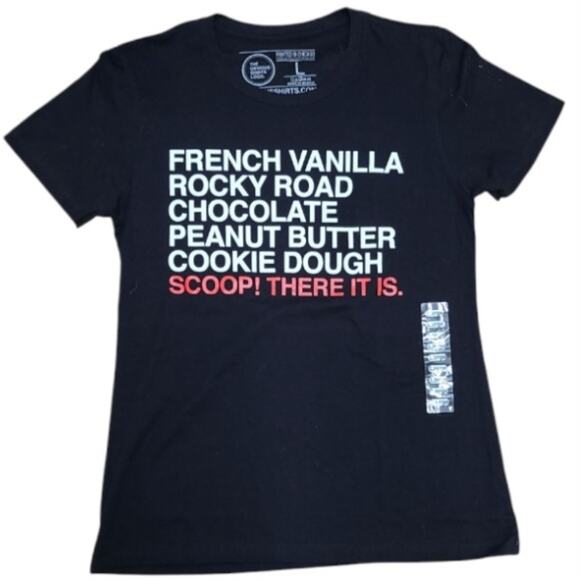 NWOT Obvious Shirts Ice Cream Flavor T Shirt Fitted Size L Black Multi Festival - Picture 1 of 7